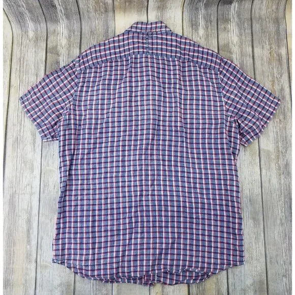 Banana Republic Button Up Shirt Mens Size L Plaid Short Sleeves Camden Fit Linen - Picture 9 of 11
